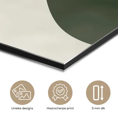 Japandi - Groen - Abstract - Modern aluminium wit klein -closeup_NL
