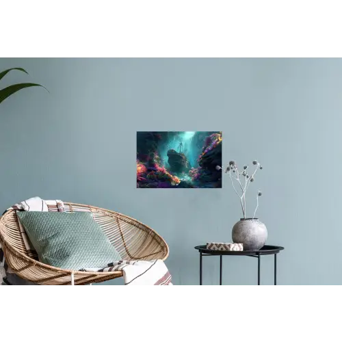 Schip - Hout - Koraalriffen - Zonlicht Muursticker klein -plant