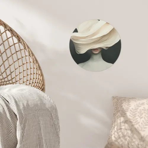 Vrouw - Beige - hoed Wandcirkel behangsticker klein -sfeer4
