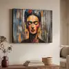 Portret - Vrouw - Bloemen Textielframe zwart klein -sfeer3