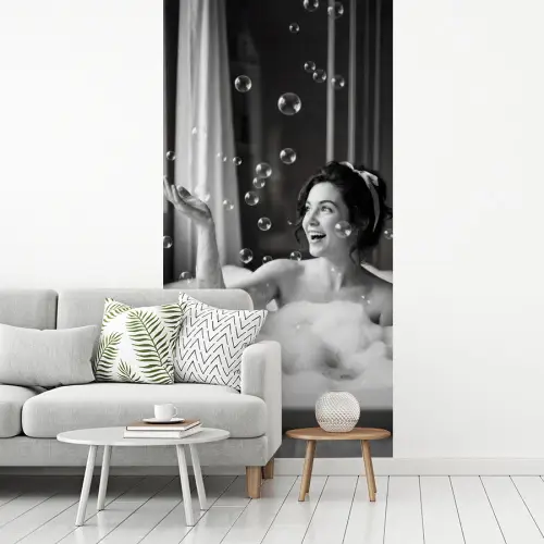 Bad - Bubbels - Zwart - Wit fotobehang vinyl groot -woonkamer