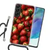 Aardbei - Fruit - Rood Hoesje Samsung Galaxy S22 met koord klein -sfeer1