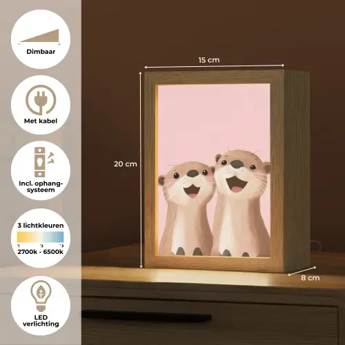 Otters - Glimlach - Bruin Light Box met kabel klein -USP_NL