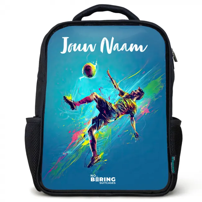 Neon - Voetbal - Schop - Kleurrijk Rugzak - Zwart middel -3d