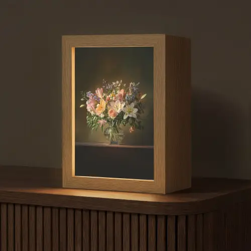 Glazen - Bloemen - Boeket - Kleuren Light Box met kabel (Tafellamp) klein -z3d_website