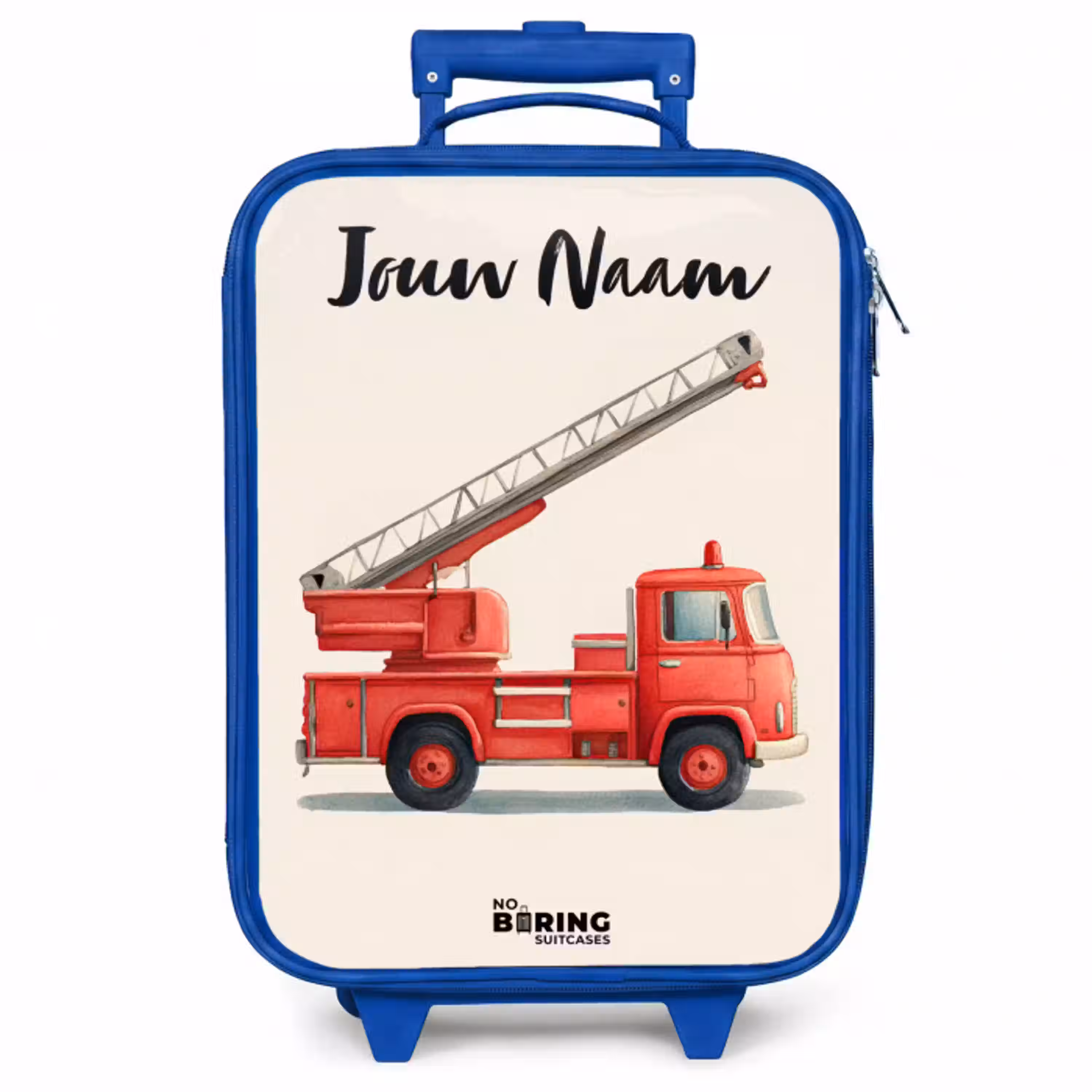 Brandweerwagen - Getekend - Rood Kinderkoffer - Blauw klein -zzz_website3d