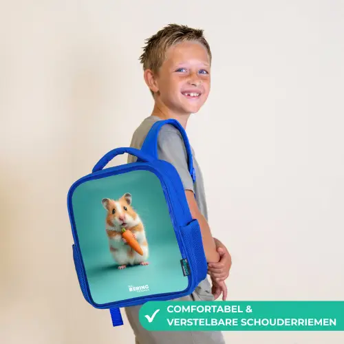 Hamster - Wortel - Dier Kinderrugzak - Blauw middel -sfeer3_NL