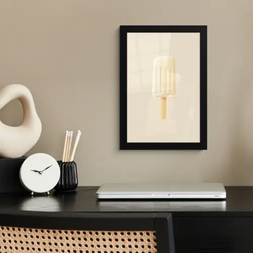 Minimalistisch - Waterijsje - Stokje - Beige fotolijst zwart zonder passe partout klein -sfeer1