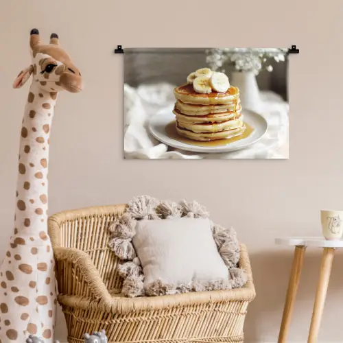 Pannenkoeken - Banaan - Siroop - Wit - Beige Wandkleed katoen klein -wsfeer5_kind