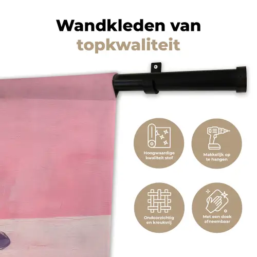 Beker - Rietje - Minimalistisch - Groen Wandkleed katoen klein -sfeer2