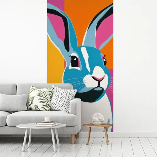 Haas - Kleurvakken - Oren - Roze fotobehang vinyl groot -woonkamer