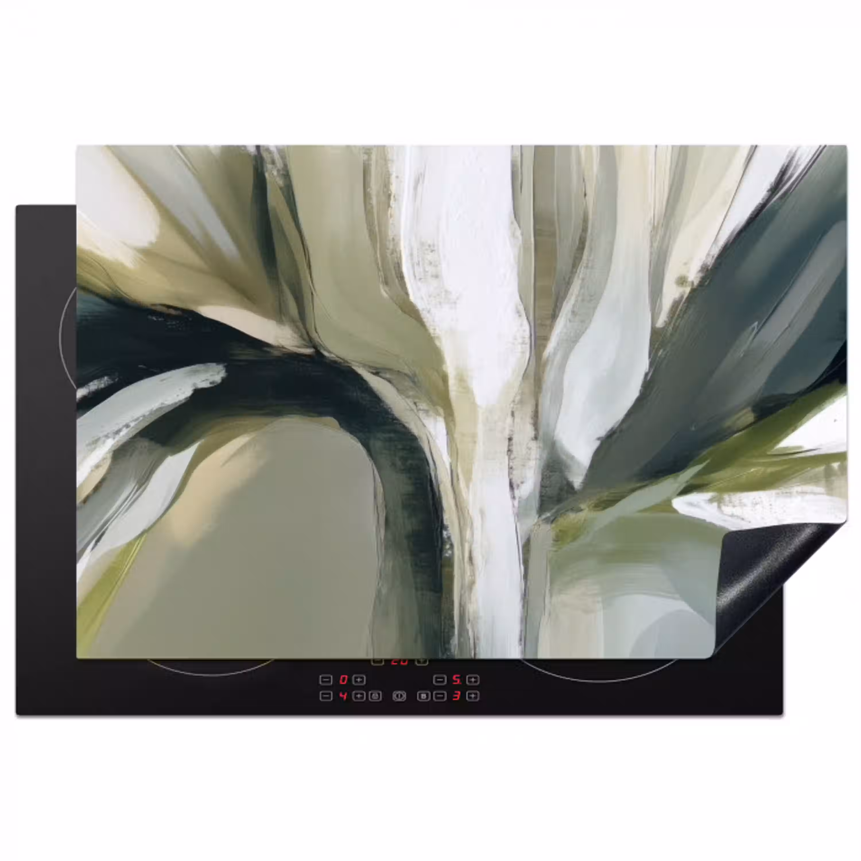 Natuur - Abstract - Groen - Penseelstreken Inductie beschermer vinyl 3mm klein -3d