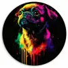 Puck - Hond - Verf - Kleuren Wandcirkel plexiglas klein -3d