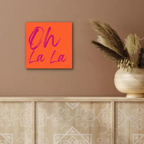 Oh la la - Oranje - Roze - Grafisch aluminium wit klein -sfeer4