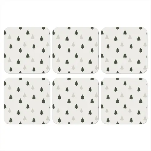 Illustratie - Kerstbomen - Wit onderzetter kurk middel 366 -3d