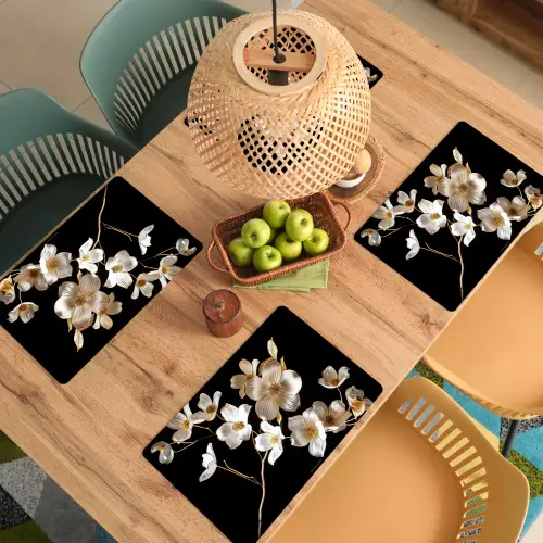 Bloemen - Wit - Goud Placemat vinyl groot -zzsfeer5_Kitchenyeah-website