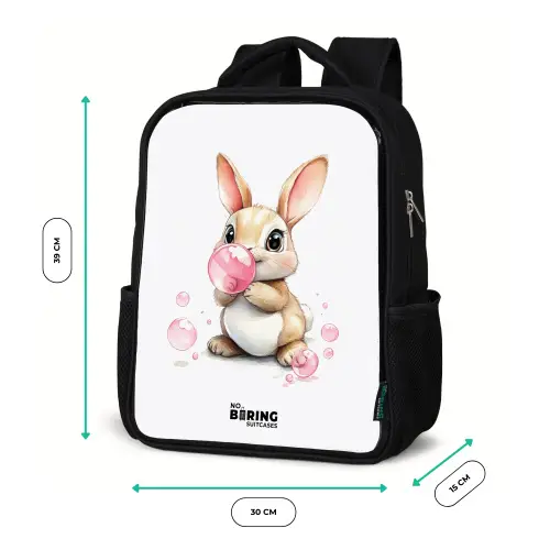 Bruin konijntje met roze bellen Rugzak - Zwart middel -productfoto_formaten