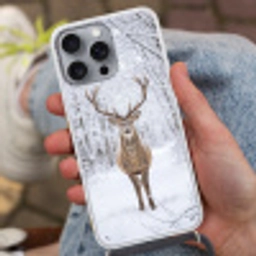 Hert - Winter - Bos - Natuur - Wit Hoesje iPhone 16 Pro Max met koord klein -sfeer3