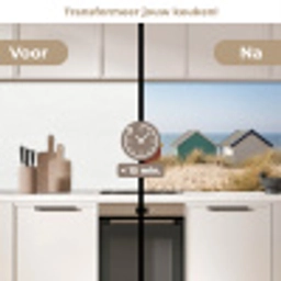 Strand - Huisjes - Kleurrijk - Duinen keuken achterwand 2 middel -voor-na2_NL