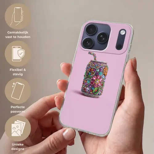 Frisdrankblikje - Bloemenpatroon - Edelstenen - Kleurrijk Telefoonhoesje iPhone 17 Pro klein -sfeer3_NL