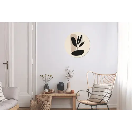 Plant - Beige - Japandi Wandcirkel aluminium klein -woonkamer