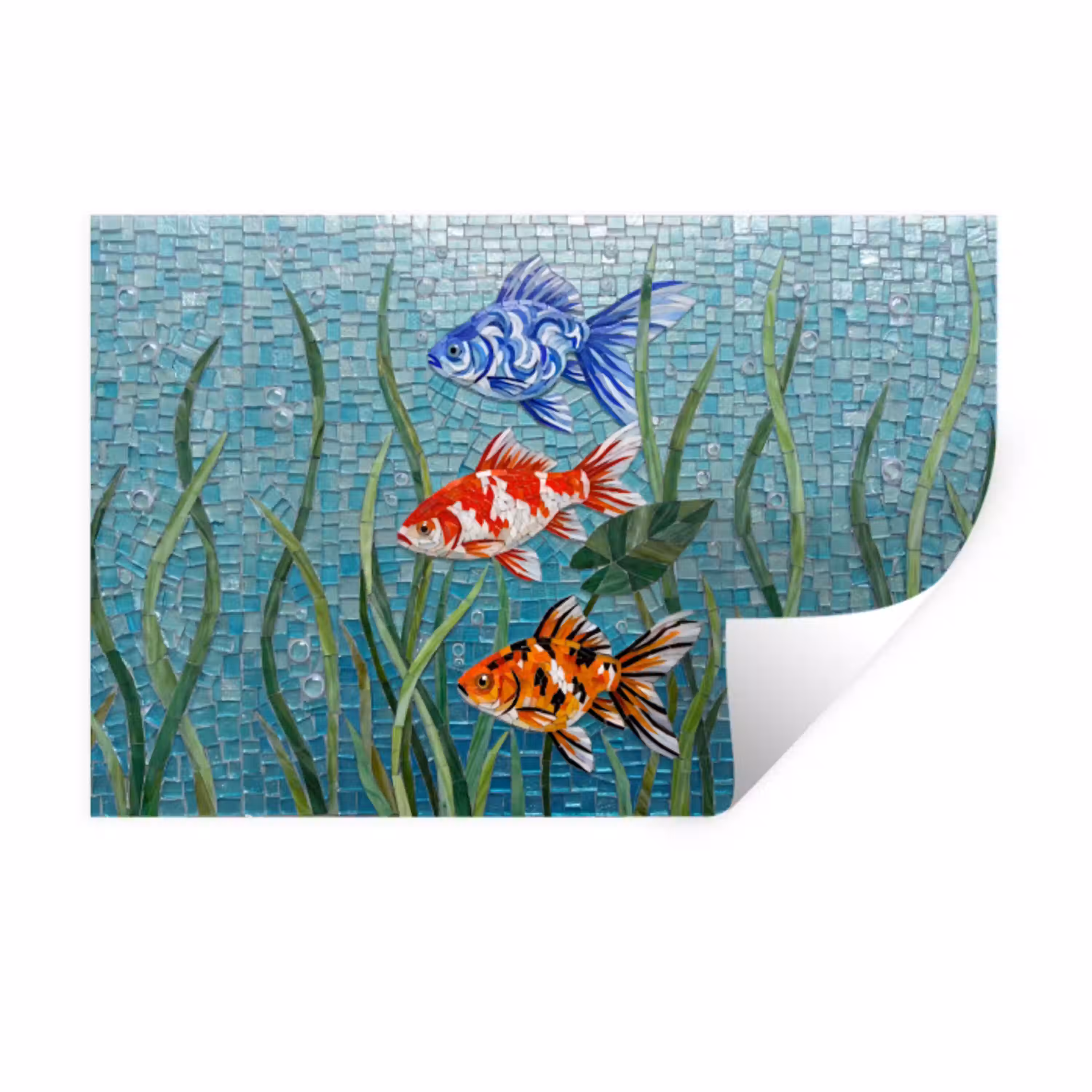 Vis - Mozaïek - Onderwater - Kleurrijk - Dieren Muursticker klein -3d