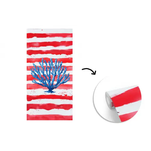 Koraal - Verfstructuur - Rood - Blauw fotobehang vinyl groot -3d
