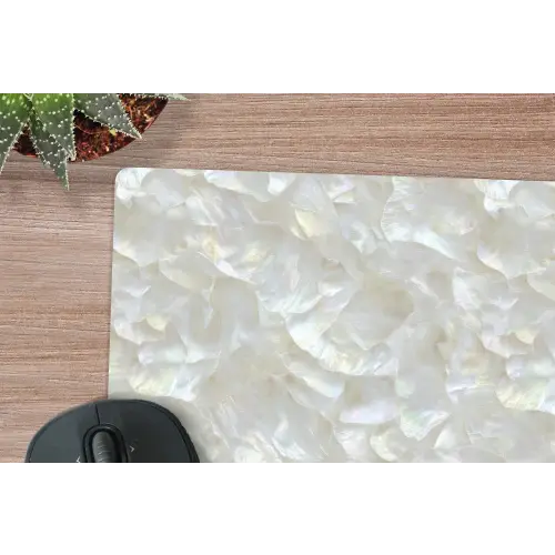 Parelmoerglans - Wit - Schelp muismat rubber klein 262 -closeup