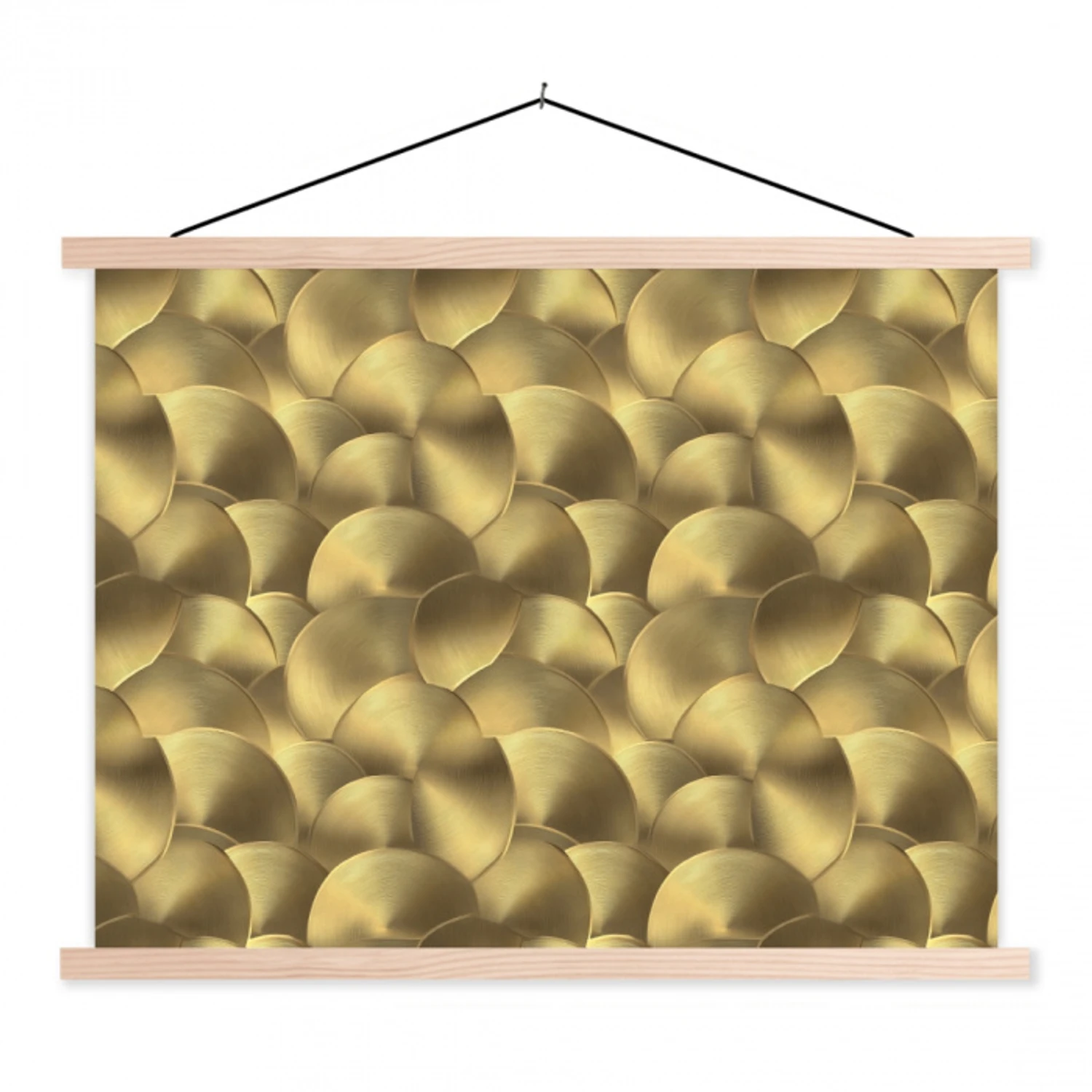 Modern - Cirkel - Goud textielposter latten blank klein 122 -3d