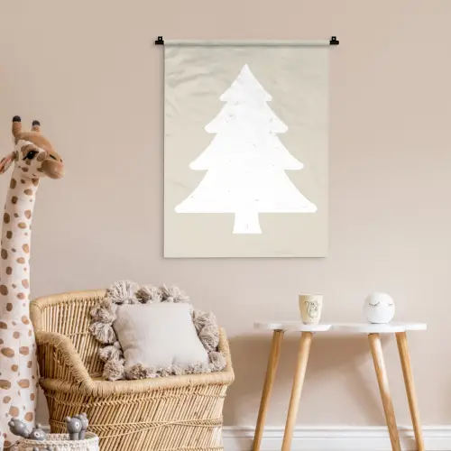 Japandi - Kerstboom - Beige - Kerstversiering Wandkleed katoen klein -wsfeer5_kind