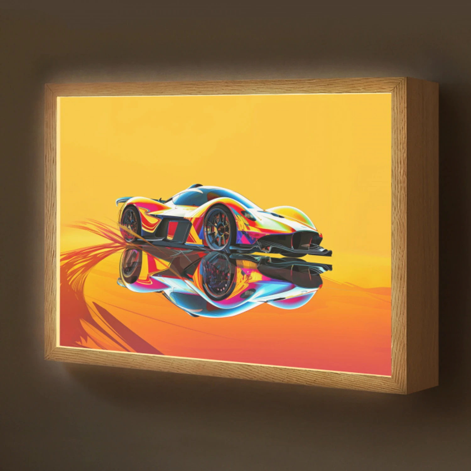 Auto - Race  - F1 - Jongens - Geel - Rood Light Box met batterij (Wandlamp kind) middel -z3d_website