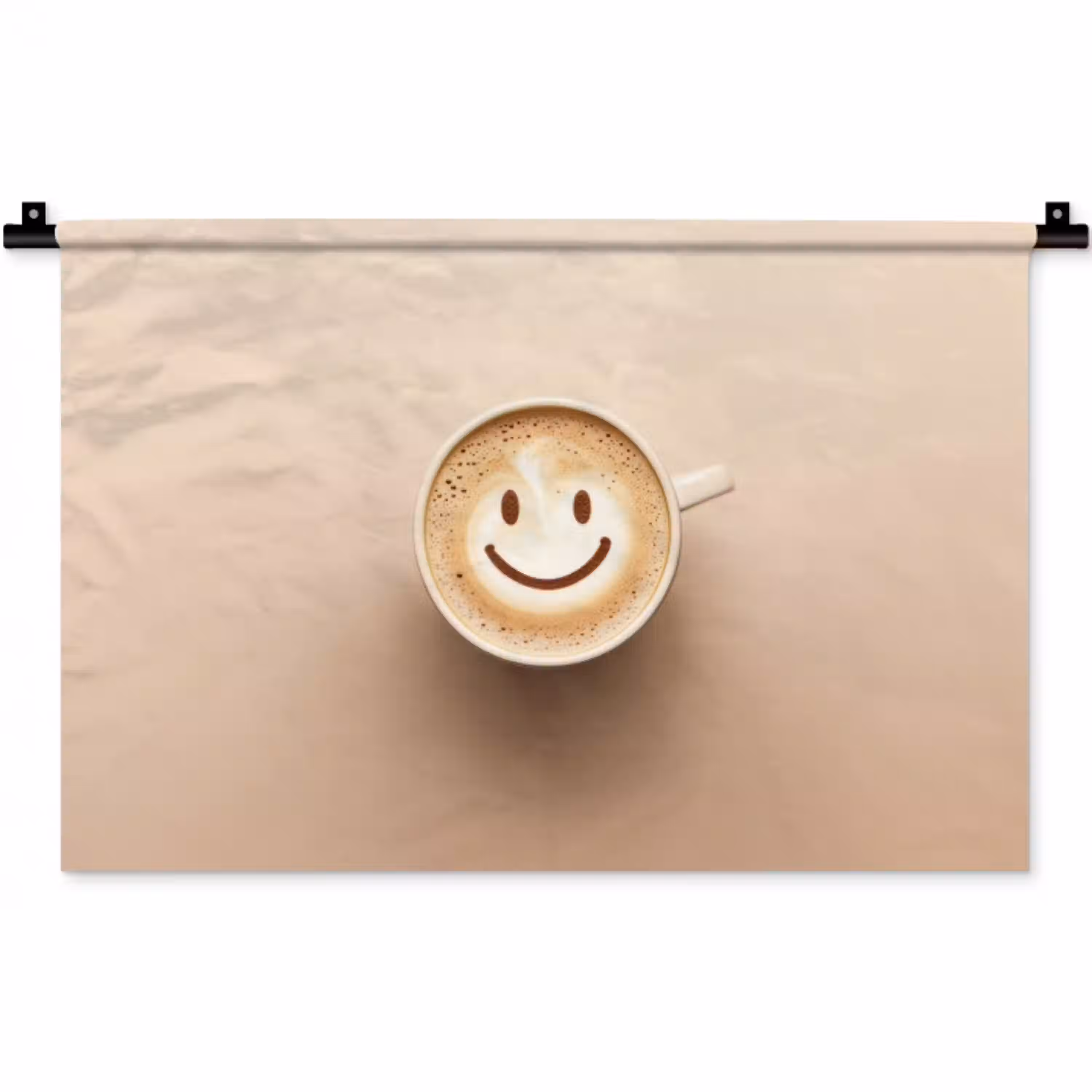Koffie - Melkschuim - Lach - Beige Wandkleed katoen klein -zz3d