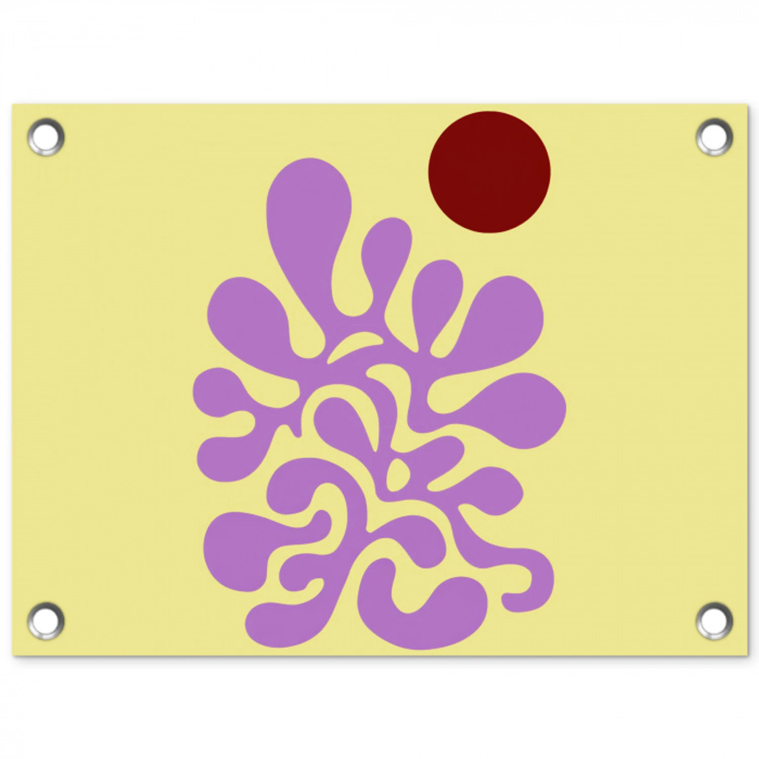 Koraal - Cirkel - Abstract - Geel tuinposter los doek klein -3d