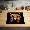 Schotse Hooglander - Graffiti - Kleurrijk - Bloem - Dieren Inductie beschermer vinyl 3mm middel -sfeer5