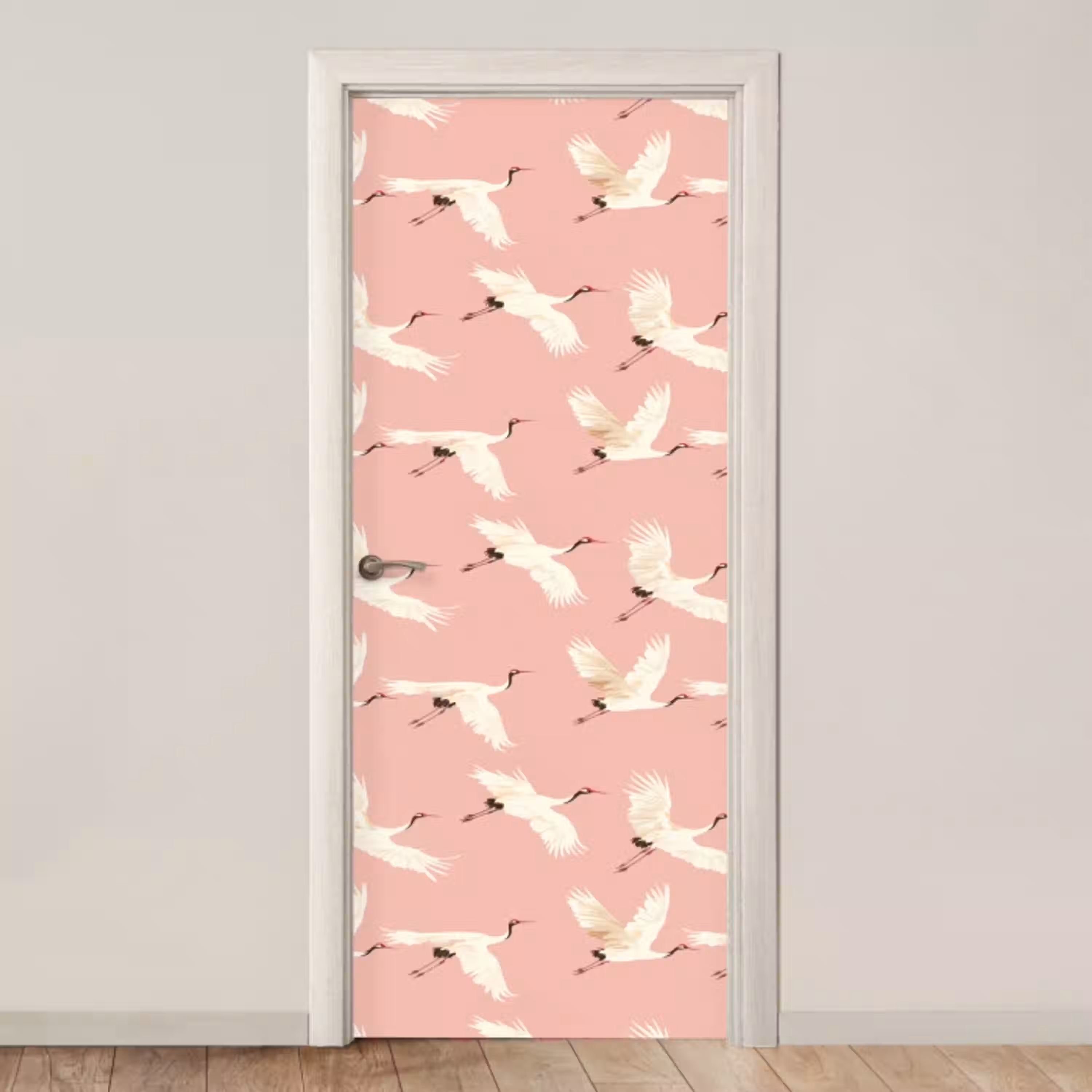 Modern - Kraanvogels - Roze deurposter klein 289 -3d_beige