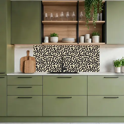 Abstract - Lijnen - Zwart keuken achterwand 2 middel 871 -sfeer3
