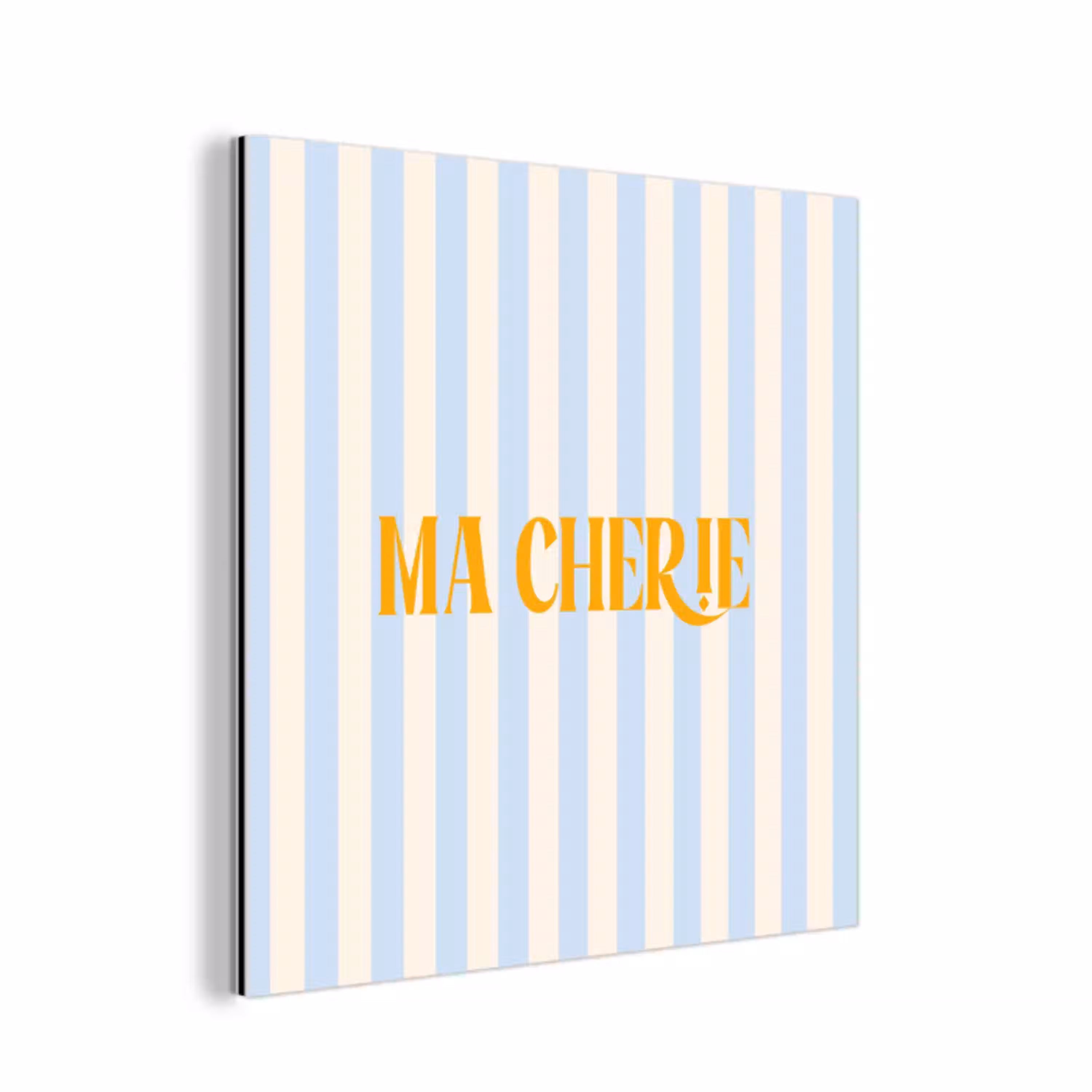 Oranje - Blauw - Strepen - Ma cherie aluminium wit klein -3d