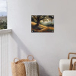 Bankje - Boom - Klaprozen - Heuvels tuinposter los doek klein -sfeer8