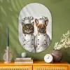 Kat - Hond - Kokskleding Wandcirkel Ovaal Glas middel -sfeer2