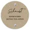 Beige met stippen - Sierlijk Naambord Rond klein -3d
