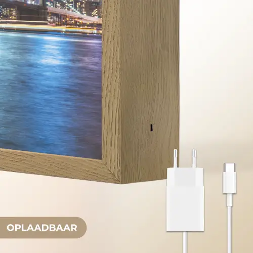 New York - Skyline - Stad - Kleuren Light Box met batterij (Wandlamp) middel -USP_websiteoplaadbaarNL