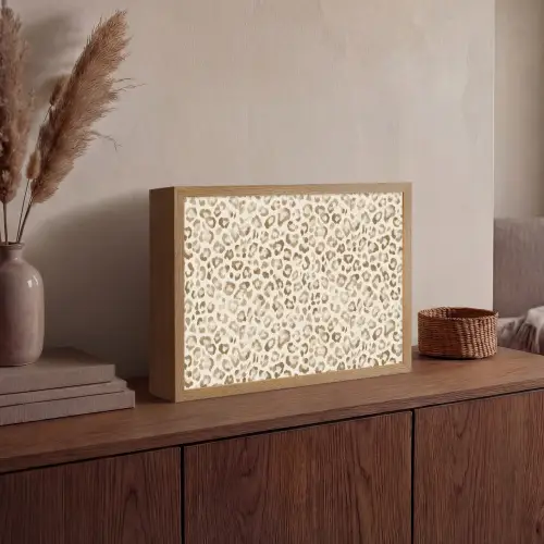 Luipaard - Klassiek - Beige Light Box met batterij (Wandlamp) middel 907 -sfeer2