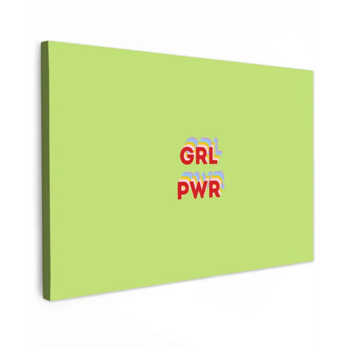 Grl pwr - Groen - Rood - 3D canvas 2cm klein -z3d