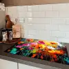 Felgekleurd - Bloemblaadjes - Abstract Inductie beschermer vinyl 3mm klein -sfeer3