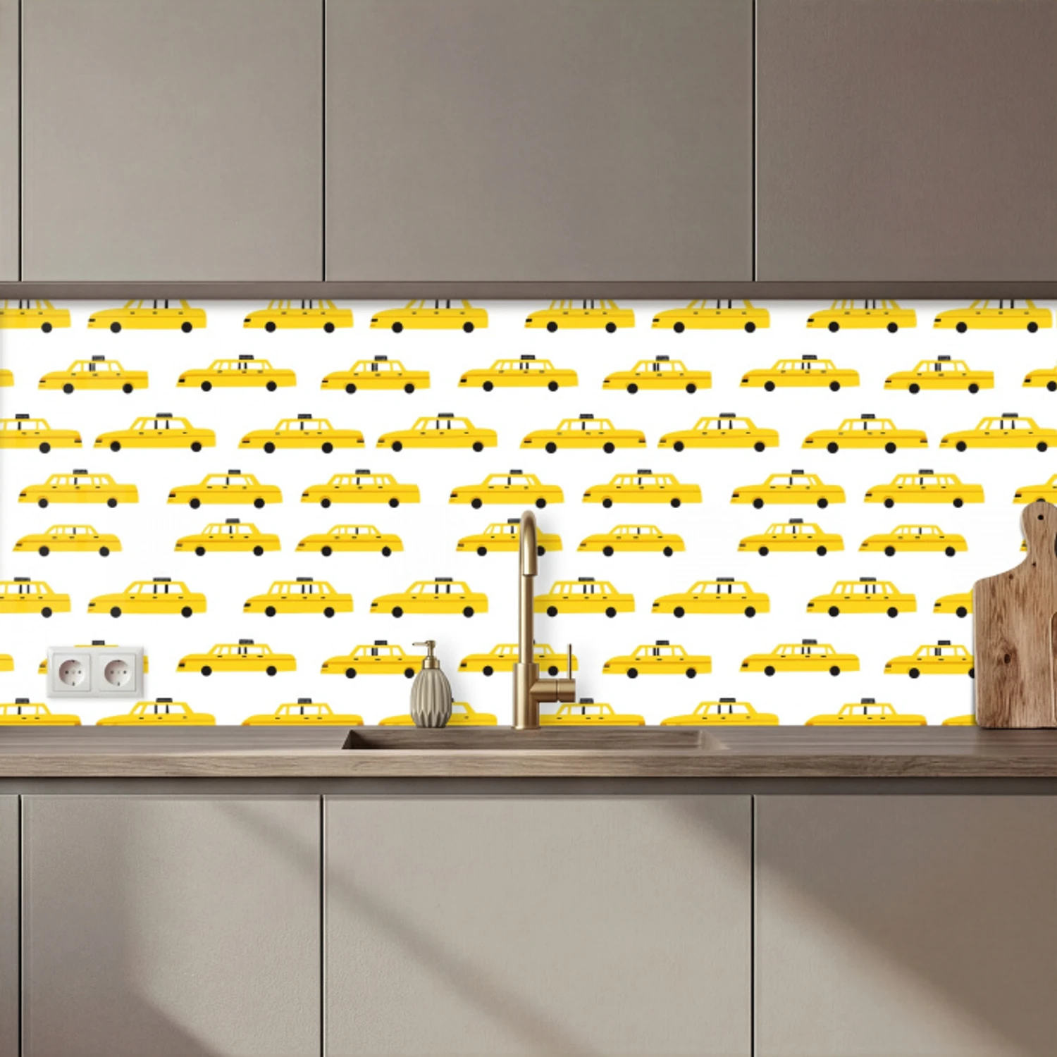 Taxi - Iconisch - Geel keuken achterwand 2 middel 871 zz_3dshopping