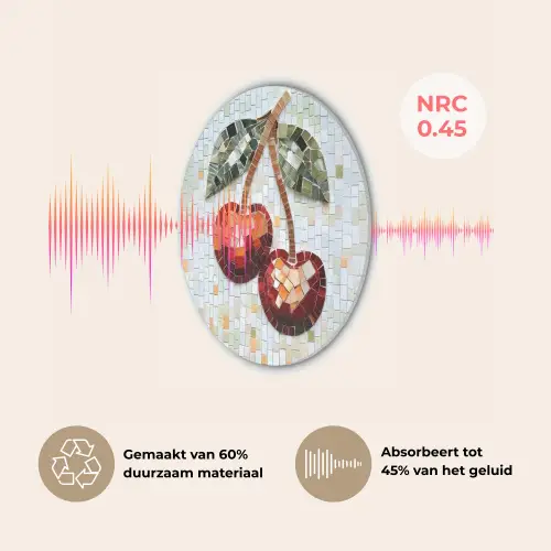 Kersen - Rood - Mozaïek - Blaadjes Akoestische PET Vilt - Rond klein -USP_NL