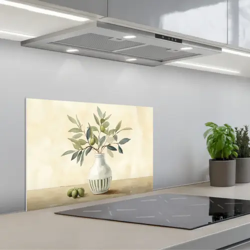 Vaas - Keramiek - Olijftakken keuken achterwand spatscherm klein -3d_schuin