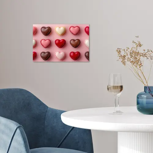 Macarons - Hartjes - Kleurrijk - Roze poster papier klein -sfeer3