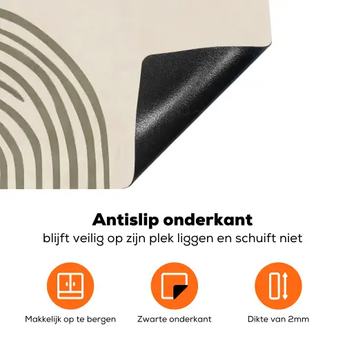 Bogen - Lijnen - Oranje - Minimalistisch Inductie beschermer vinyl 3mm klein -zzzzzzz-td-onderkant