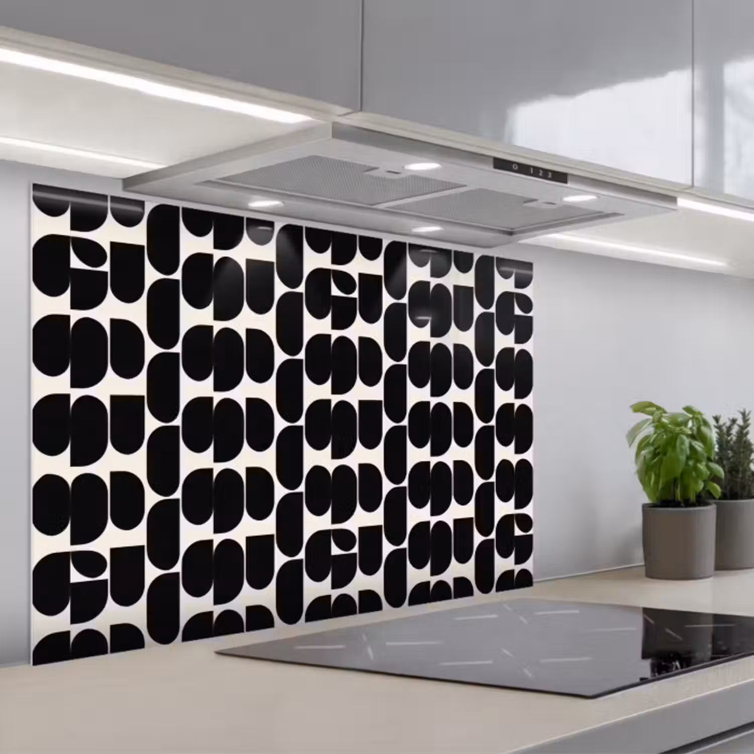 Spritzschutz Küche - Modern - Gemustert - Schwarz